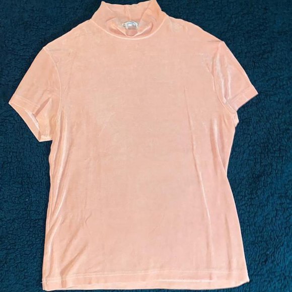 Shimmery Pink Frazier Lawrence Turtle-Neck T-Shirt M - Picture 1 of 3